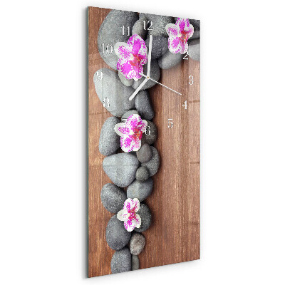 Horloge rectangulaire verticale Pierres d'orchidées