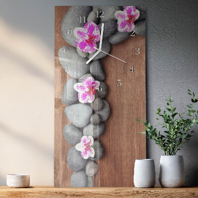 Horloge rectangulaire verticale Pierres d'orchidées
