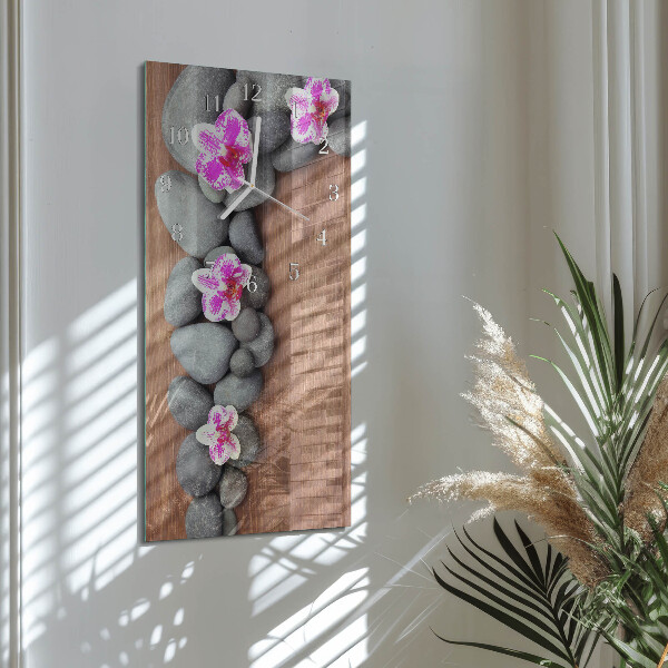 Horloge rectangulaire verticale Pierres d'orchidées