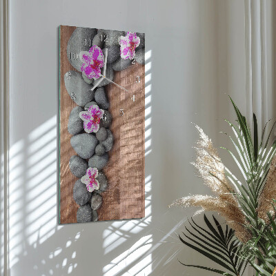 Horloge rectangulaire verticale Pierres d'orchidées