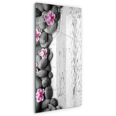 Horloge rectangulaire verticale Pierres d'orchidées