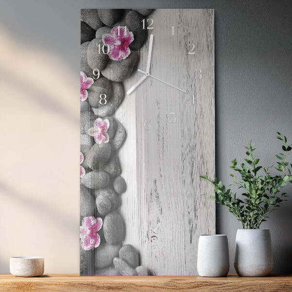 Horloge rectangulaire verticale Pierres d'orchidées