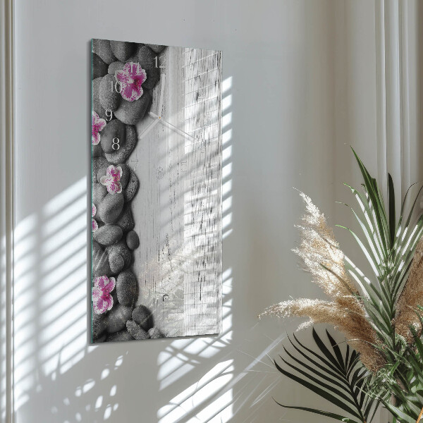 Horloge rectangulaire verticale Pierres d'orchidées
