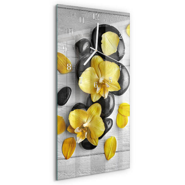 Horloge rectangulaire verticale Fleurs Pierres