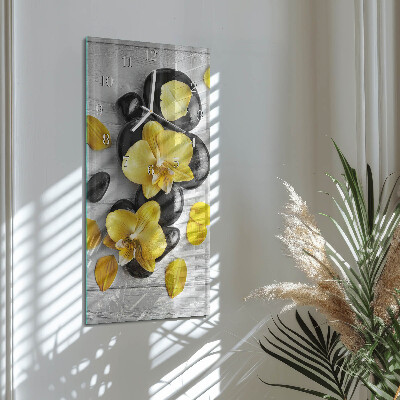 Horloge rectangulaire verticale Fleurs Pierres
