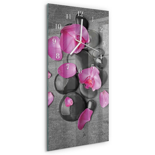 Horloge rectangulaire verticale Pierres d'orchidées