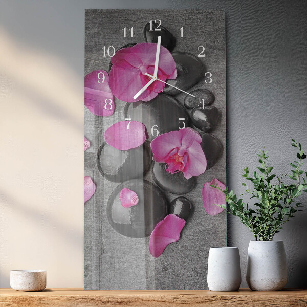Horloge rectangulaire verticale Pierres d'orchidées