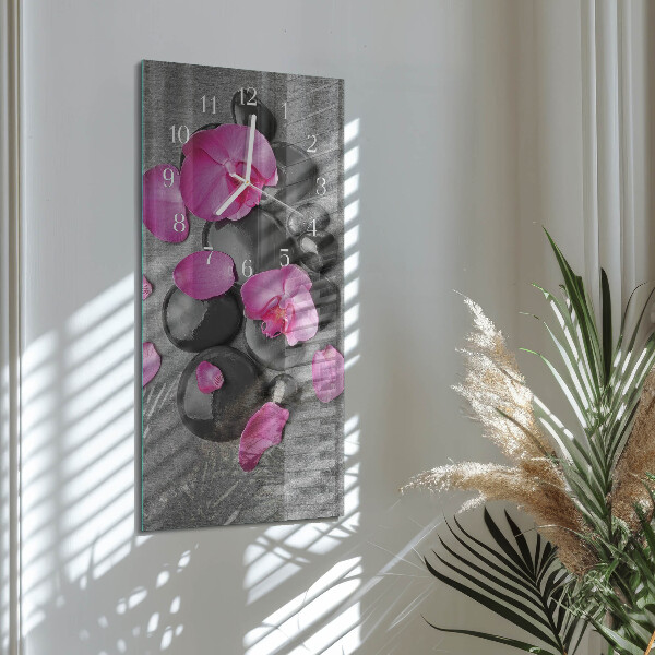 Horloge rectangulaire verticale Pierres d'orchidées