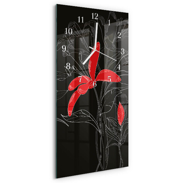 Horloge rectangulaire verticale Fleurs