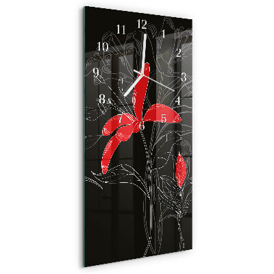 Horloge rectangulaire verticale Fleurs