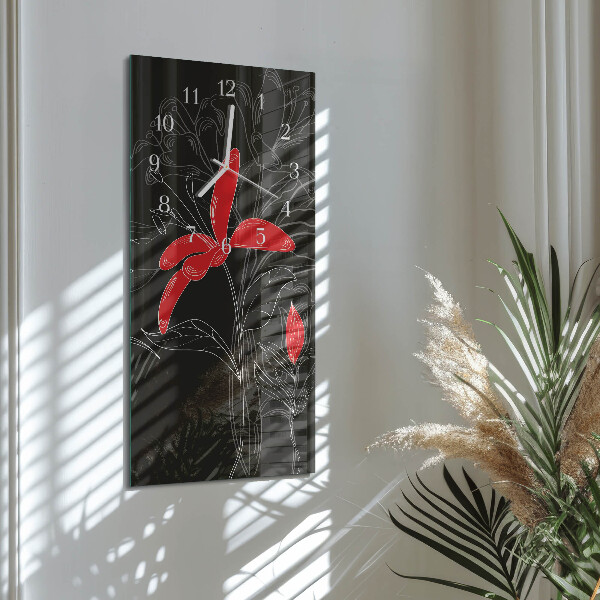 Horloge rectangulaire verticale Fleurs