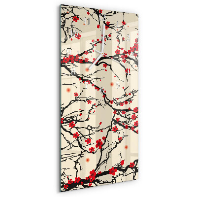 Horloge rectangulaire verticale Motif floral