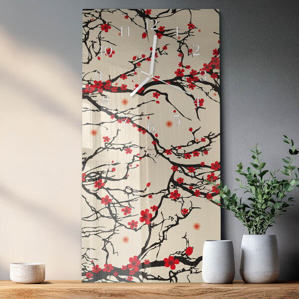 Horloge rectangulaire verticale Motif floral