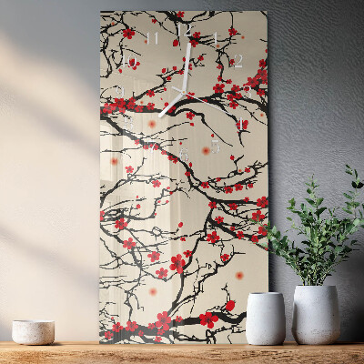 Horloge rectangulaire verticale Motif floral