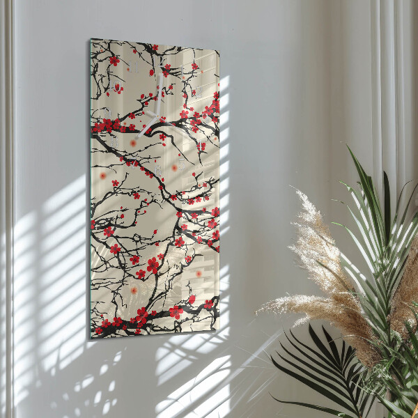 Horloge rectangulaire verticale Motif floral