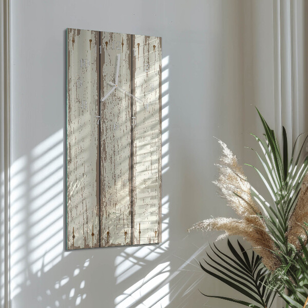 Horloge rectangulaire verticale planches de bois