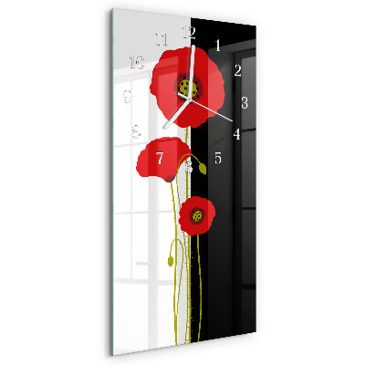 Horloge rectangulaire verticale Têtes de pavot