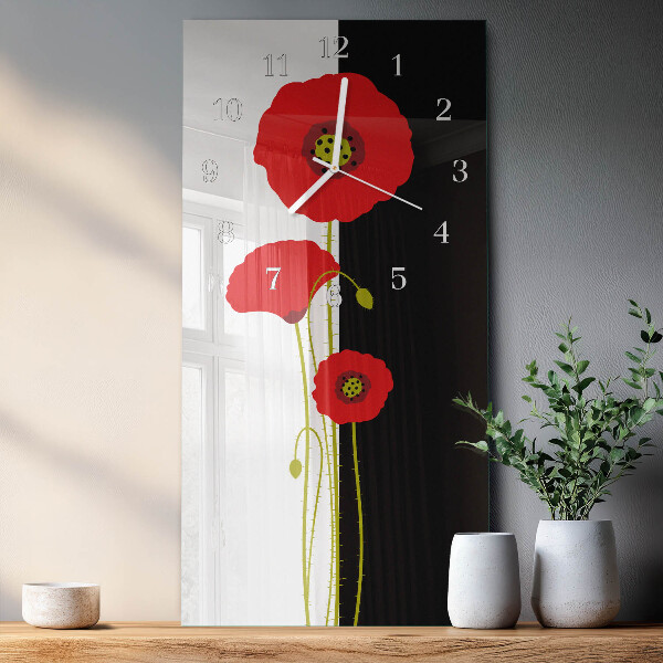 Horloge rectangulaire verticale Têtes de pavot