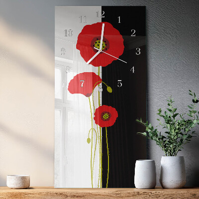 Horloge rectangulaire verticale Têtes de pavot