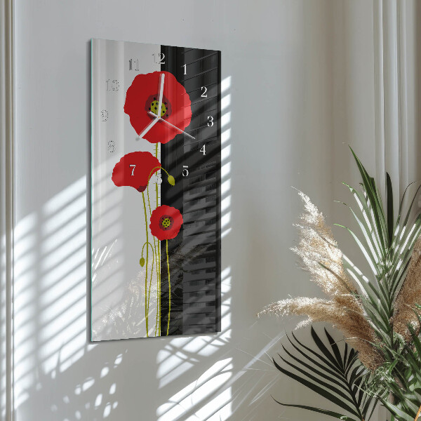 Horloge rectangulaire verticale Têtes de pavot
