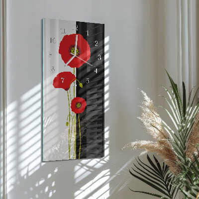Horloge rectangulaire verticale Têtes de pavot