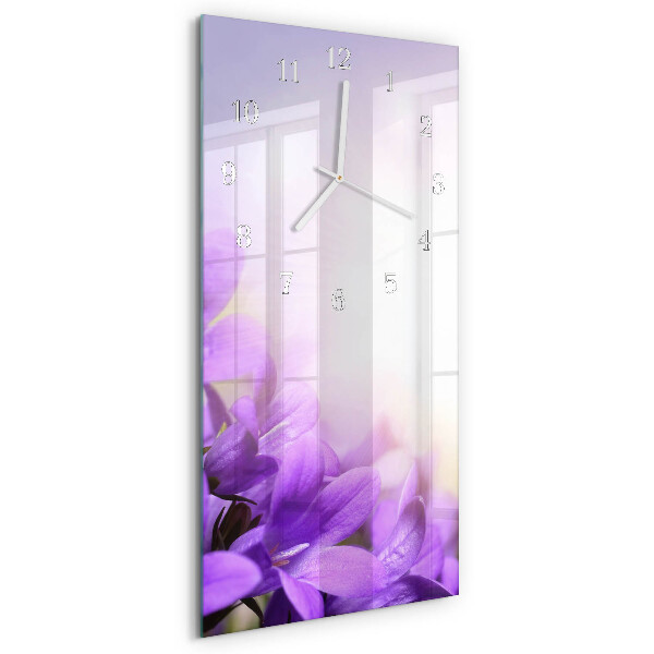 Horloge rectangulaire verticale fleurs violettes