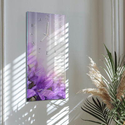 Horloge rectangulaire verticale fleurs violettes