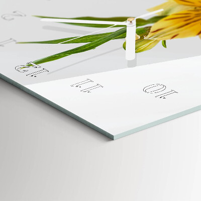 Horloge rectangulaire verticale fleurs jaunes