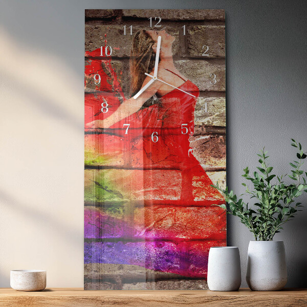 Horloge rectangulaire verticale Brique
