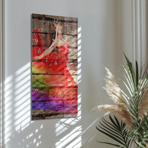Horloge rectangulaire verticale Brique