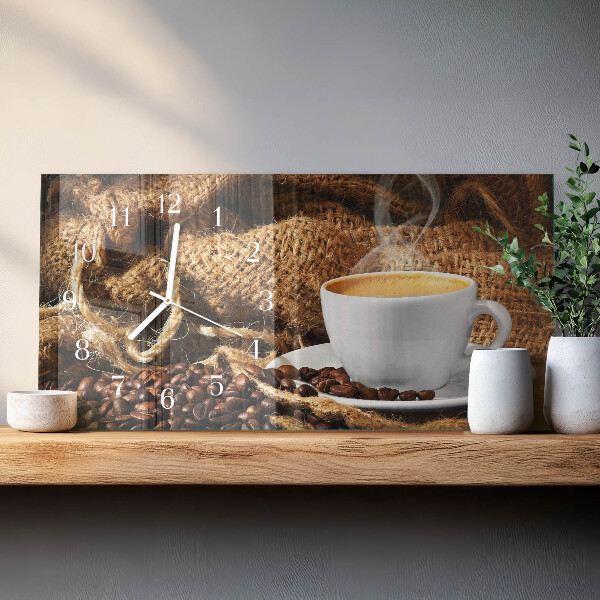 Horloge rectangulaire horizontale Café En Grains