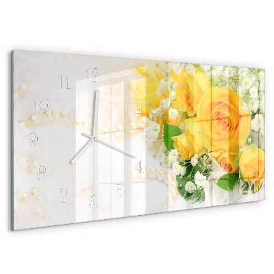 Horloge rectangulaire horizontale Fleurs