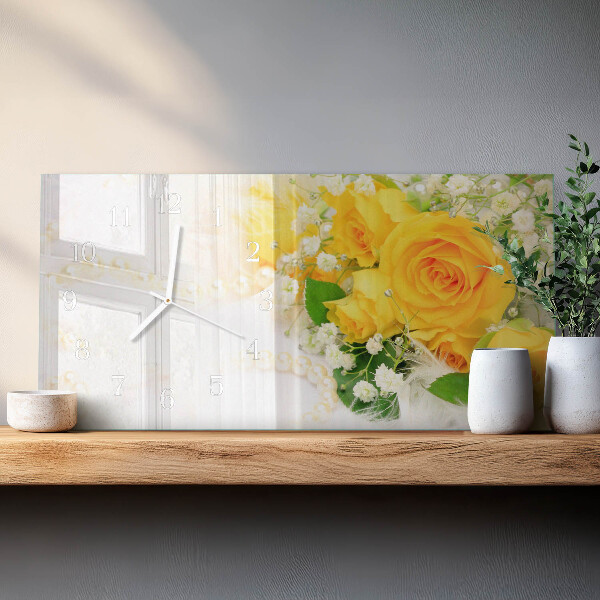 Horloge rectangulaire horizontale Fleurs