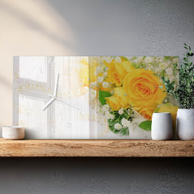 Horloge rectangulaire horizontale Fleurs