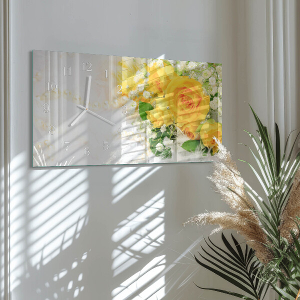 Horloge rectangulaire horizontale Fleurs