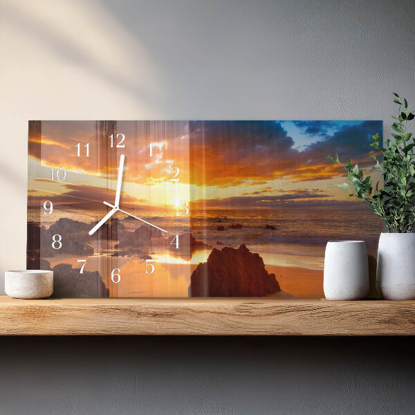 Horloge rectangulaire horizontale Coucher De Soleil