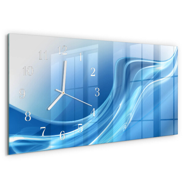 Horloge rectangulaire horizontale Vagues Bleues