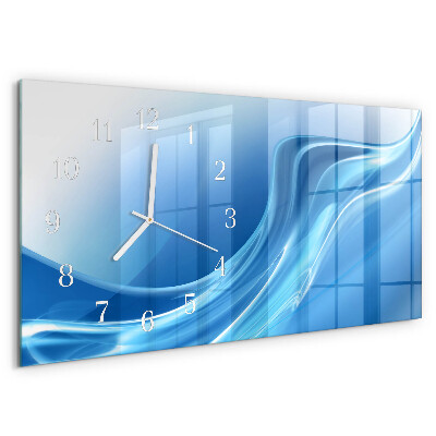 Horloge rectangulaire horizontale Vagues Bleues
