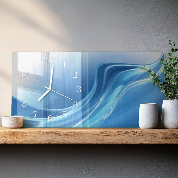 Horloge rectangulaire horizontale Vagues Bleues