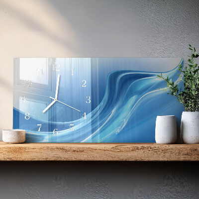 Horloge rectangulaire horizontale Vagues Bleues