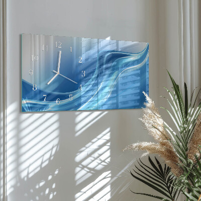 Horloge rectangulaire horizontale Vagues Bleues