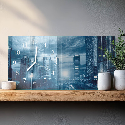 Horloge rectangulaire horizontale La Ville La Nuit