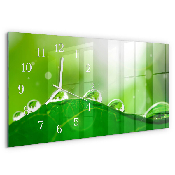 Horloge rectangulaire horizontale Rosée Sur Une Feuille