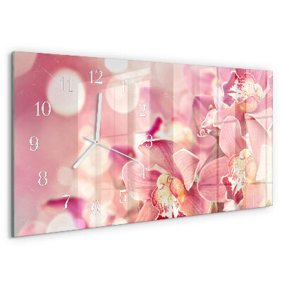 Horloge rectangulaire horizontale Orchidées