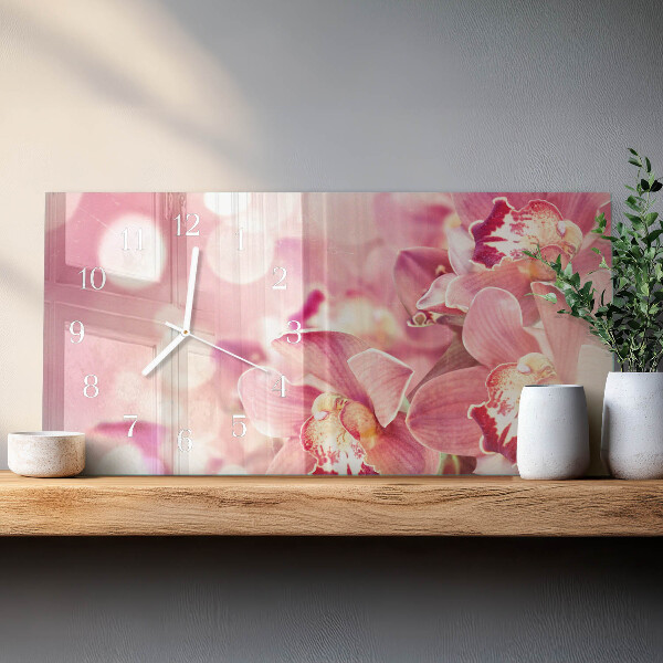 Horloge rectangulaire horizontale Orchidées