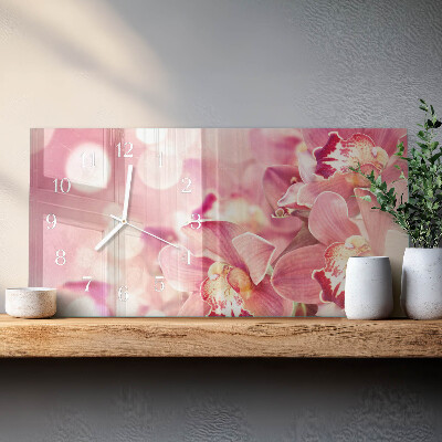 Horloge rectangulaire horizontale Orchidées