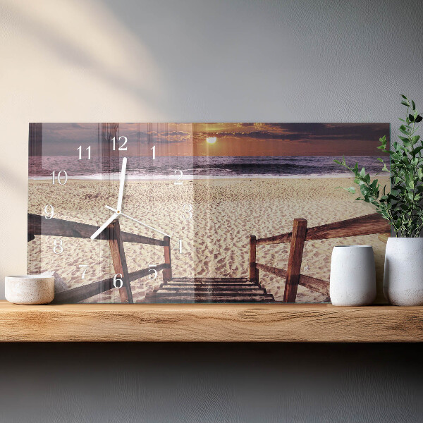 Horloge rectangulaire horizontale Escaliers Menant À La Plage