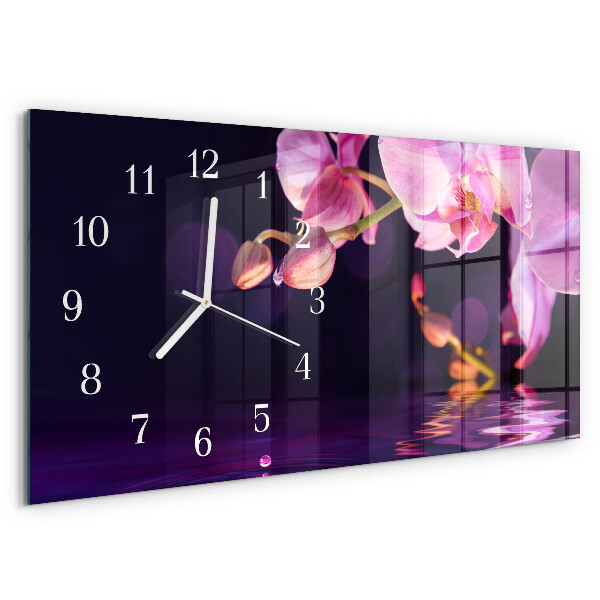 Horloge rectangulaire horizontale Orchidée