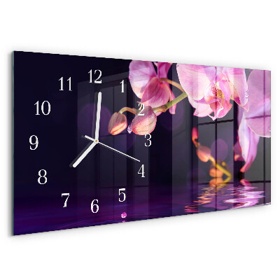 Horloge rectangulaire horizontale Orchidée