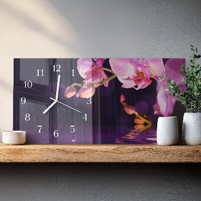 Horloge rectangulaire horizontale Orchidée